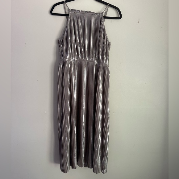 banana republic metallic pleated dress Metallic Maxi Fit-and-Flare Dress